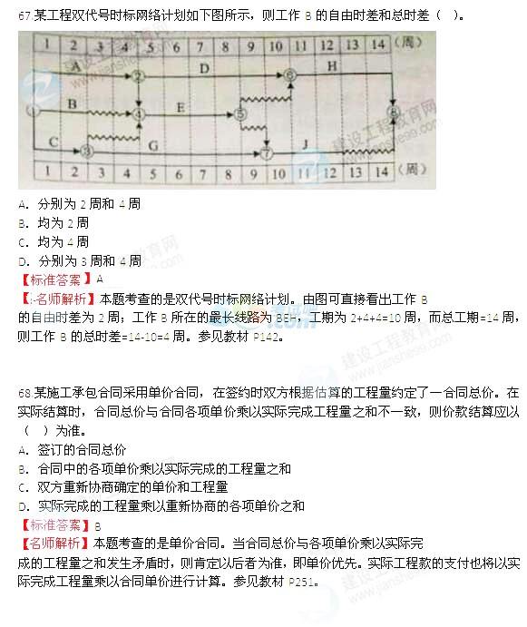 2015年二级建造师《施工管理》答案解析