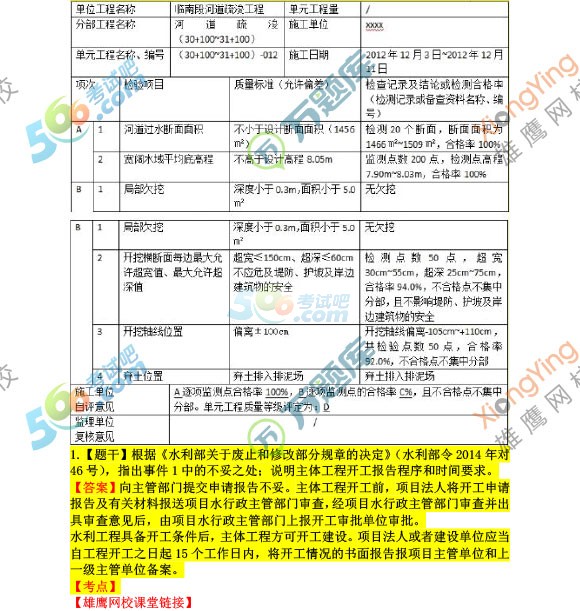 2016二级建造师考试《水利水电》真题答案