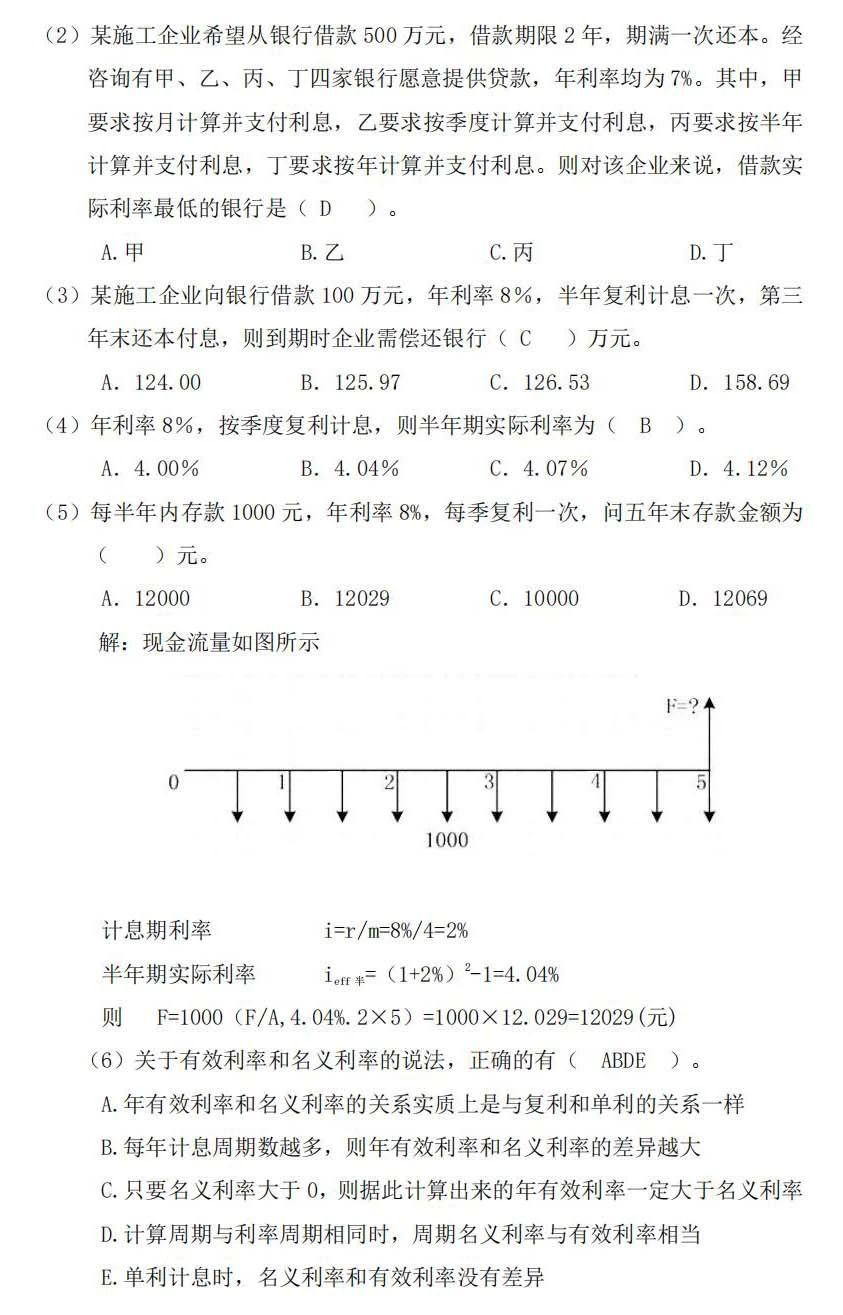 2024年一级建造师考试工程经济计算公式和计算题汇总