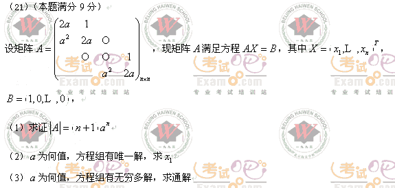 考试吧万学海文：2008年考研数学一真题