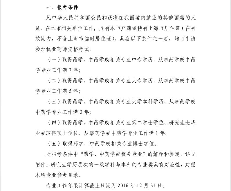 2016年上海执业药师考试报名条件已公布-执业药师考试