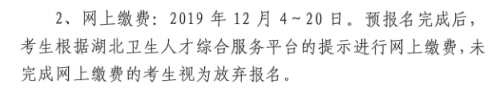 湖北省2020年护士执业资格考试费用及缴费时间