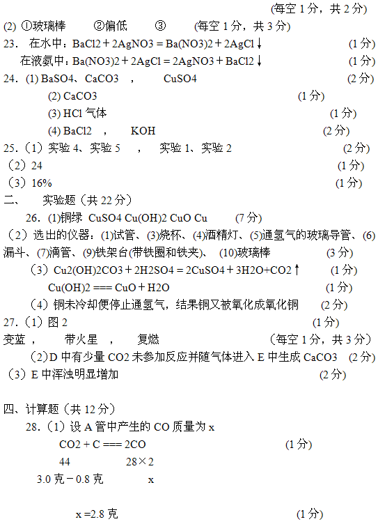 第10届初中化学素质和实验能力复赛试题及答案