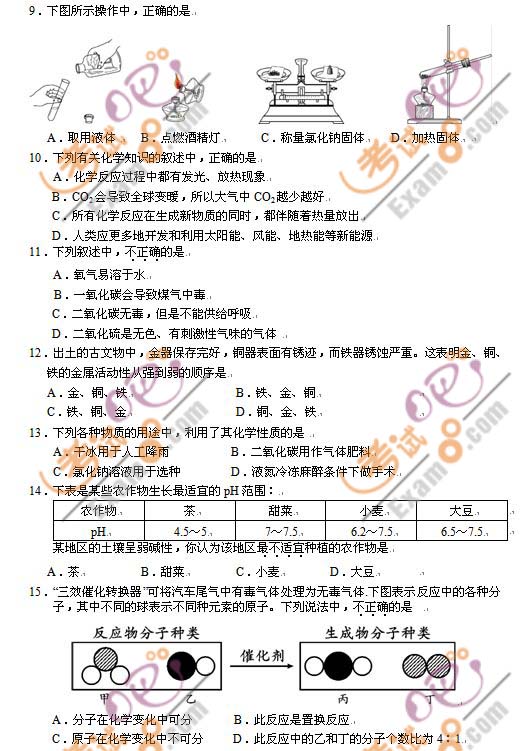 2011北京海淀中考一模化学试题及答案