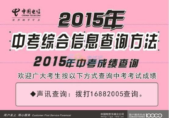 2015年玉林中考成绩查询入口已开通 点击进入