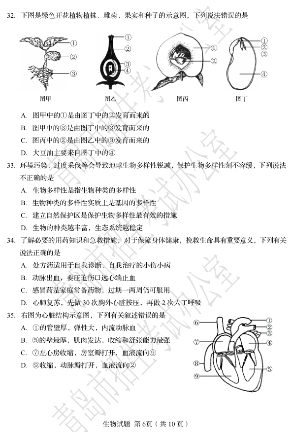 考试吧：2017山东青岛中考《生物》试题