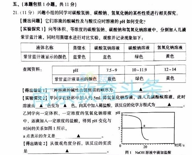 考试吧：2017江苏南京中考《化学》试题及答案