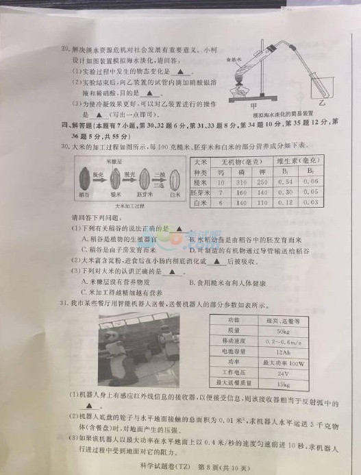 考试吧：2017浙江台州中考《科学》试题