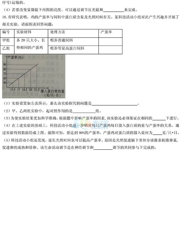 考试吧：2017年江西省中考《生物》试题及答案