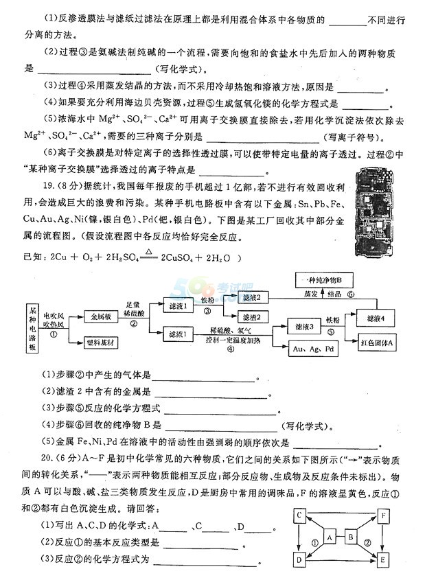 考试吧：山东省烟台市2017年中考《化学》试题