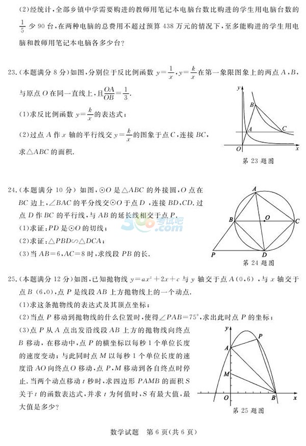 考试吧：山东聊城2017年中考《数学》试题及答案