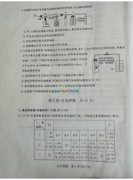 考试吧：2017山东东营中考《化学》试题及答案