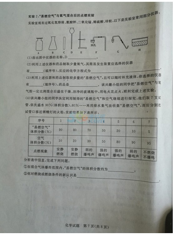 考试吧：2017山东东营中考《化学》试题及答案