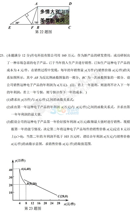 考试吧：湖北黄冈2017年中考《数学》试题