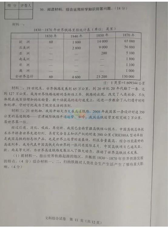 考试吧：2017年河北省中考《文科综合》试题