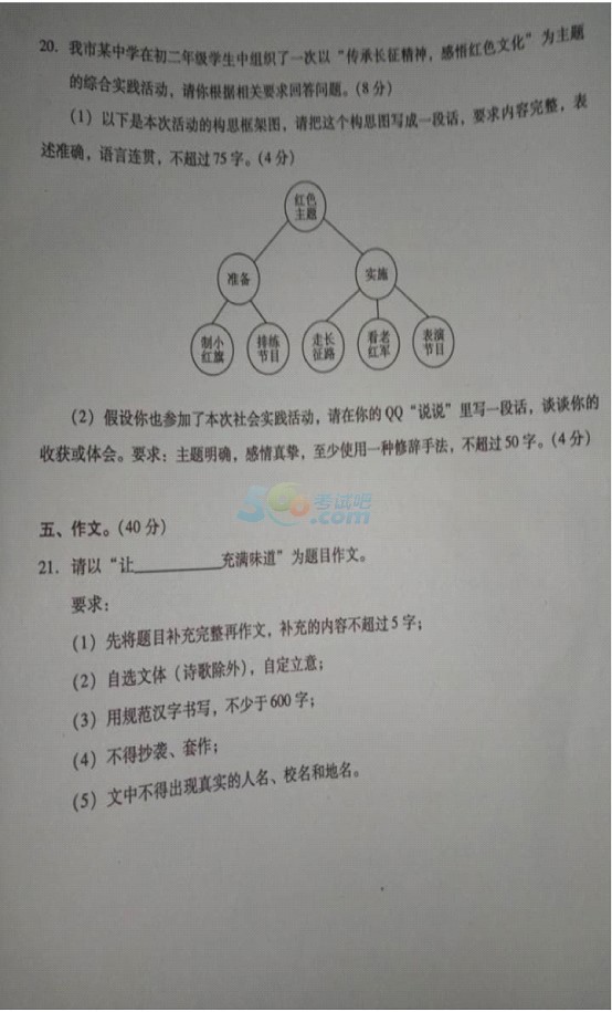 考试吧：四川泸州2017年中考《语文》试题及答案