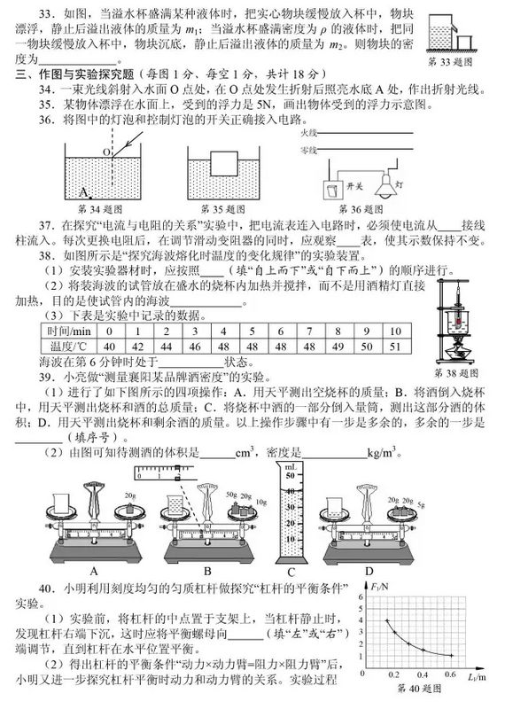 考试吧：2017年湖北襄阳中考《理综》试题及答案