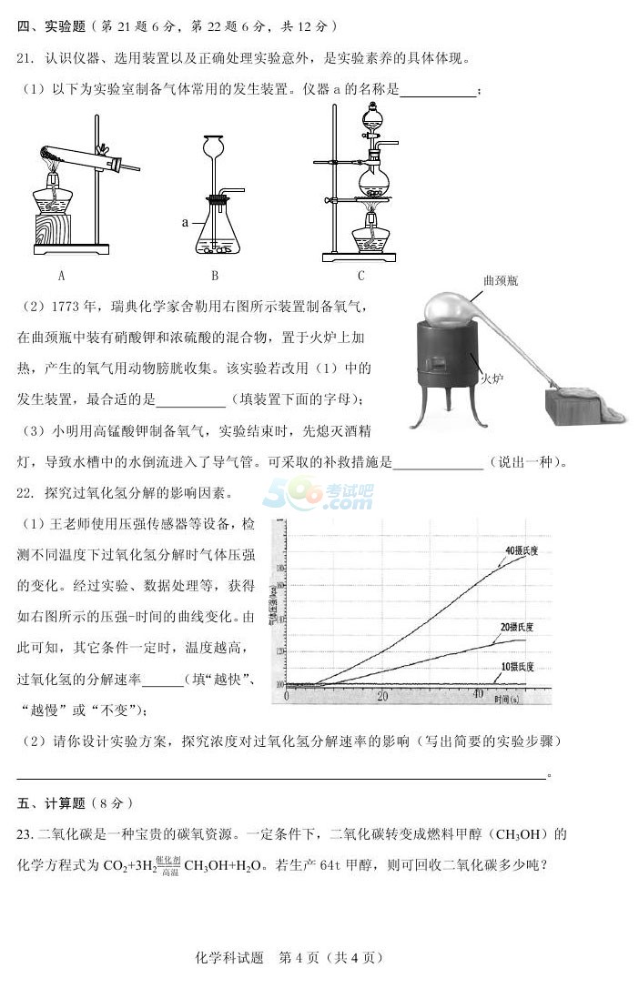 考试吧：2017海南中考《化学》试题及答案