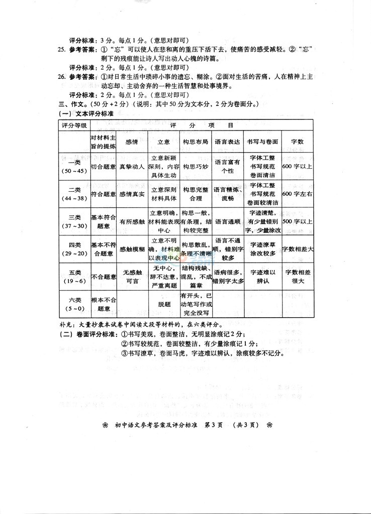 考试吧：2017湖南衡阳中考《语文》试题及答案