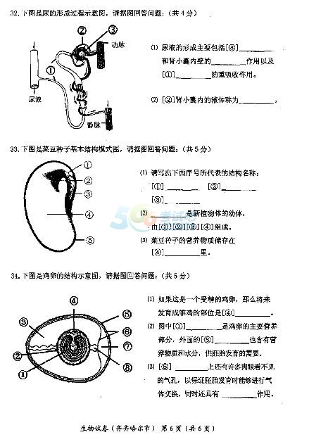 2017年黑龙江齐齐哈尔中考《生物》真题及答案