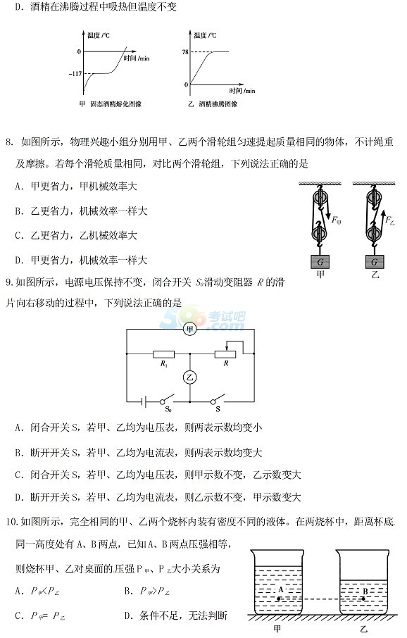 考试吧：2017年山东东营中考《物理》真题及答案