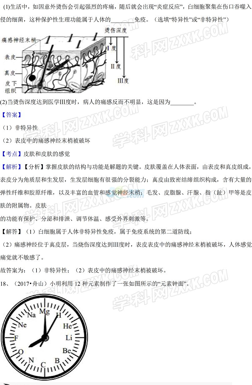 考试吧：2017年浙江舟山中考《科学》试题及答案