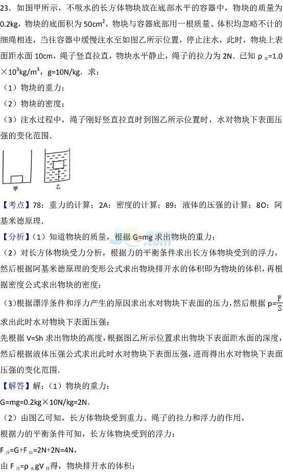 2017年甘肃天水中考《物理、化学》试题及答案