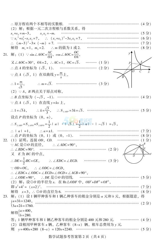 考试吧：2017年四川南充中考《数学》真题及答案