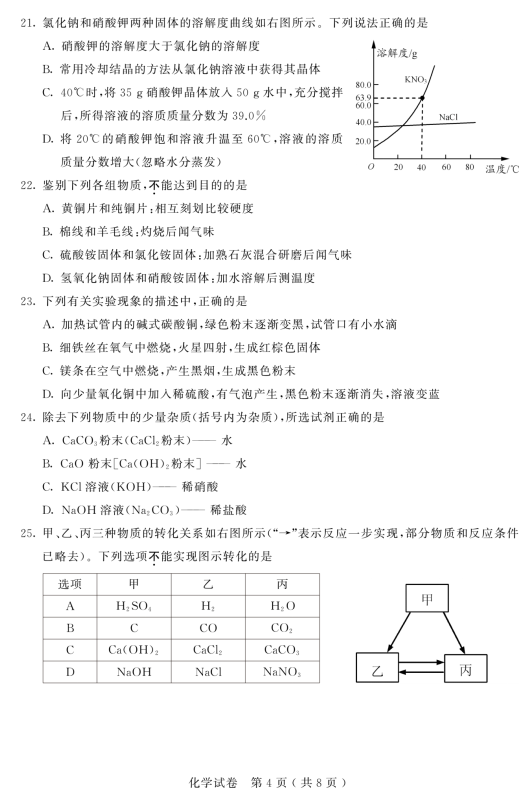 考试吧：2017年江苏苏州中考《化学》试题及答案