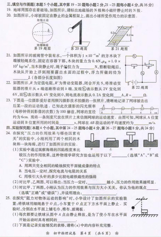 2019年湖南衡阳中考物理真题及答案已公布