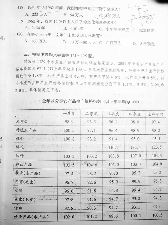 广西：2005年公务员招录考试《行测》试题