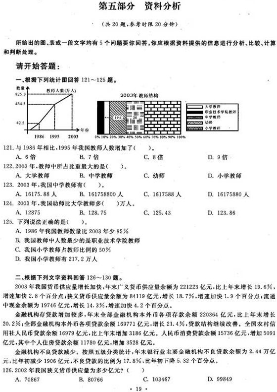 2010年国家公务员考试《行测》精选模拟试题(5)