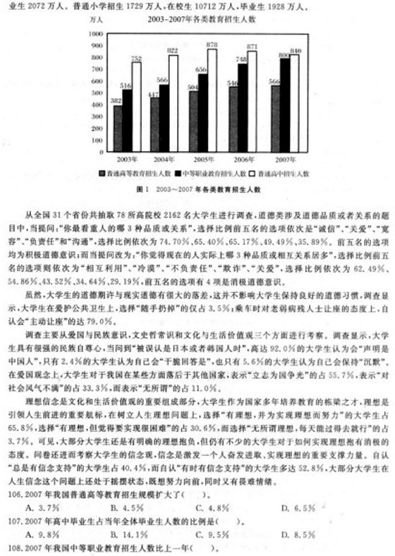 山西：2008年公务员考试《行测》真题及答案解析