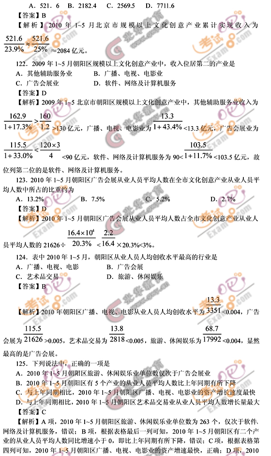 2010年下半年北京公务员考试行测试题及答案(部分)