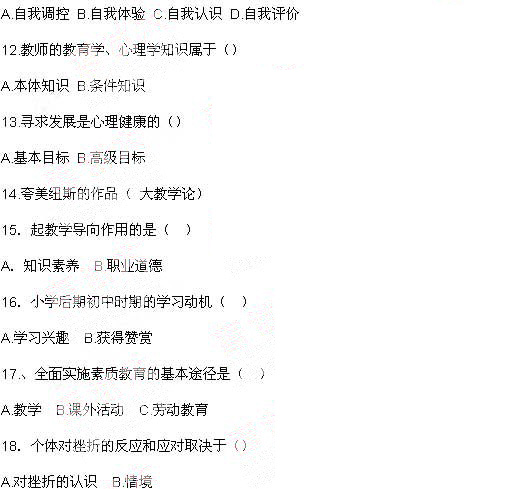 2010年河南省特岗教师招聘考试试题真题及答