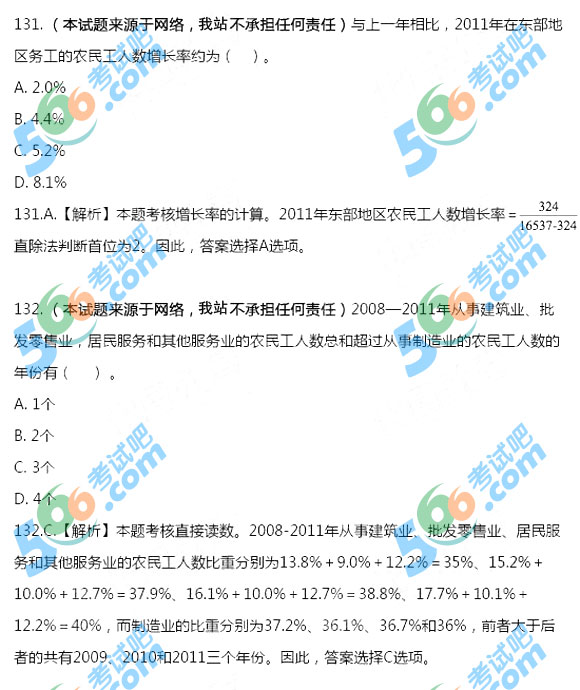 2013年国考《行测》资料分析试题及答案