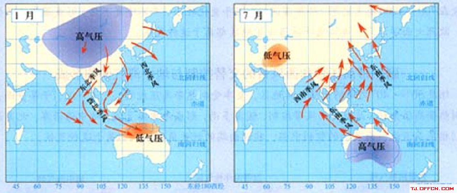 2016年政法干警文综地理之南亚季风与北印度洋季风环流