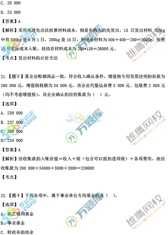 万题库2017初级会计职称会计实务及答案完整版