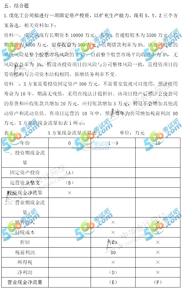 2017中级会计师财务管理真题及答案第一批(图片版1)