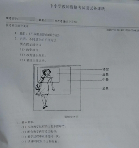 2018上半年教师资格证面试试讲真题：高中美术