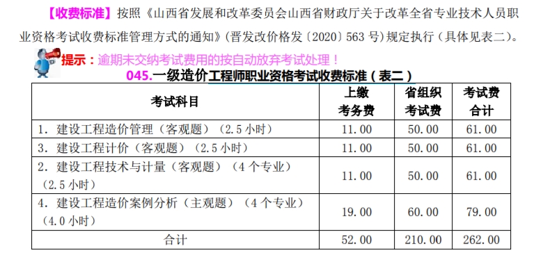 山西2024一级造价工程师考试报名通知