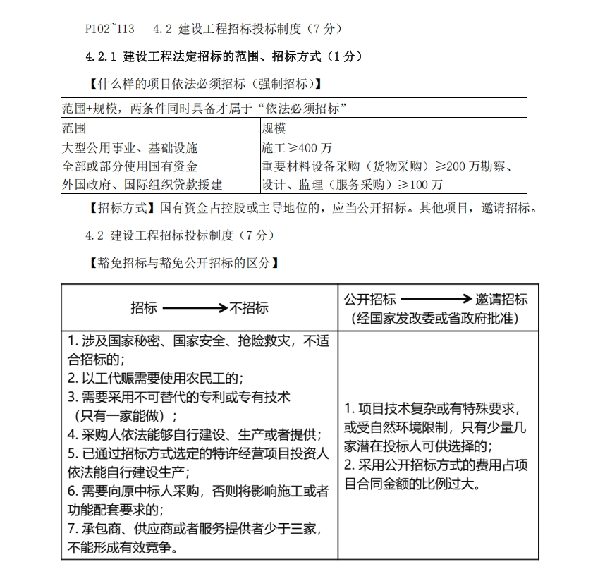 一级建造师考试工程法规讲义：建设工程招标投标制度