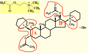 泮库溴铵5)临床用顺曲库铵,1r,1rˋ cis(顺式)4)4个手性中心,由于