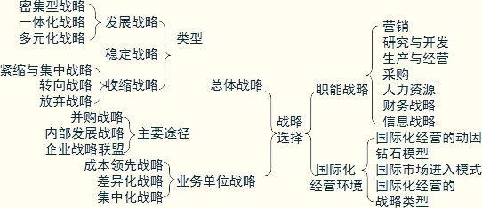 冲刺串讲汇总第三章 战略选择 本章主要知识点结构图如下