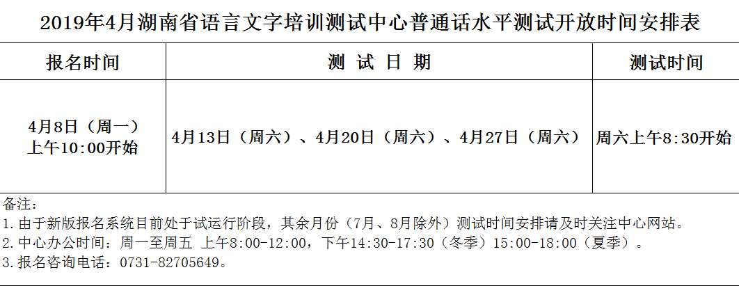 湖南2019年4月普通话考试报名时间已公布